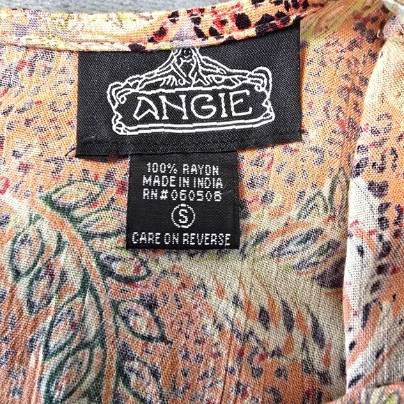 2/$30 Angie Colorful Leopard Print Womens S Long Sleeve Blouse Lightweight - Picture 8 of 10